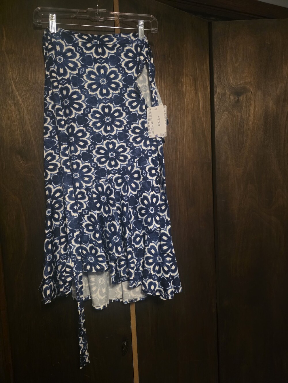LuLaRoe Navy and White Floral Midi Wrap Skirt